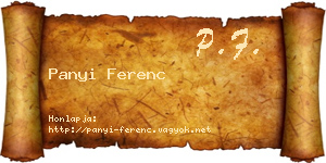 Panyi Ferenc névjegykártya